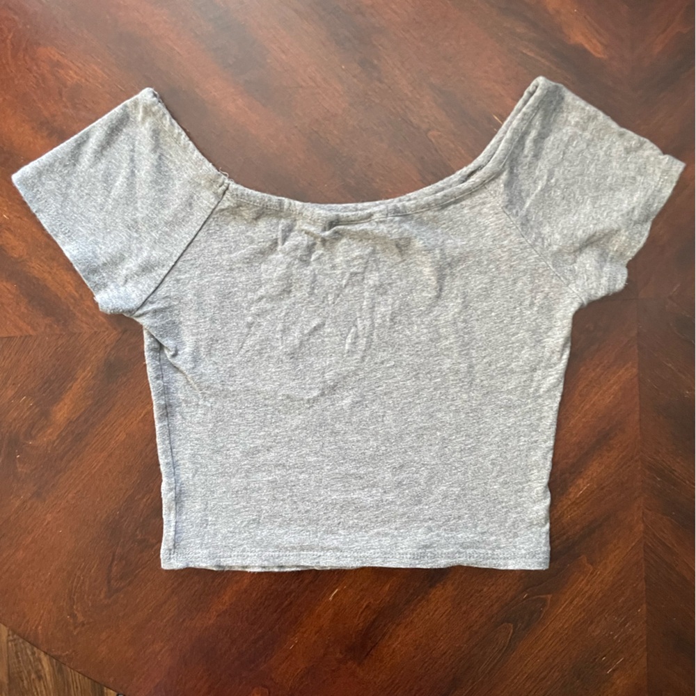 Bozzolo Heather Gray Off-Shoulder Crop Top